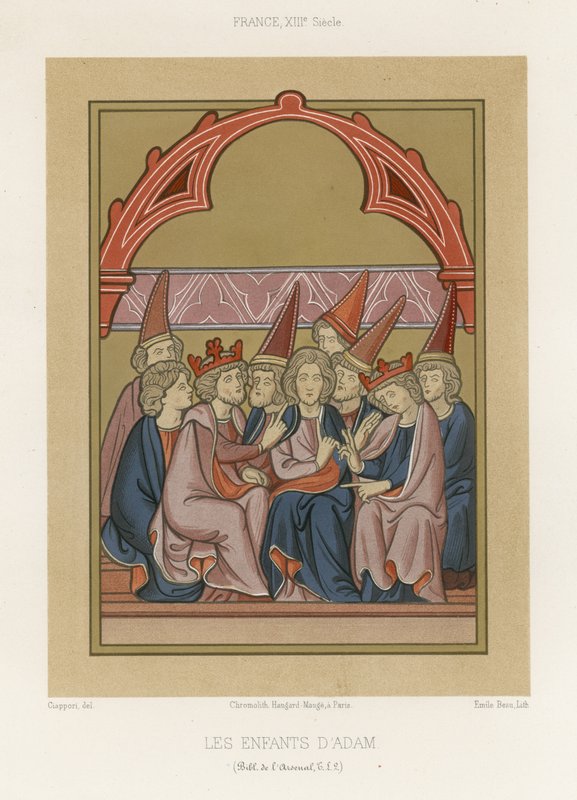 Aadamin lapset (chromolitho) tekijältä French School