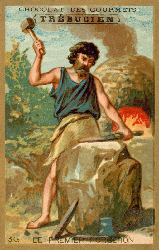 Ensimmäinen seppä (chromolitho) tekijältä French School