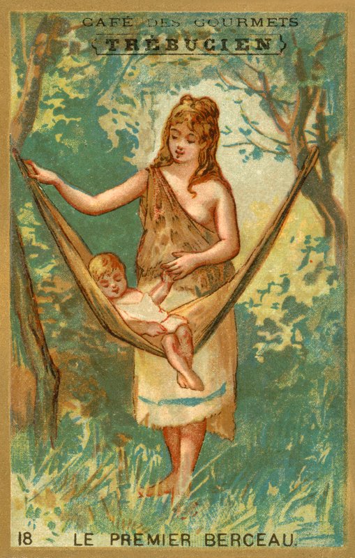 Ensimmäinen kehto (chromolitho) tekijältä French School