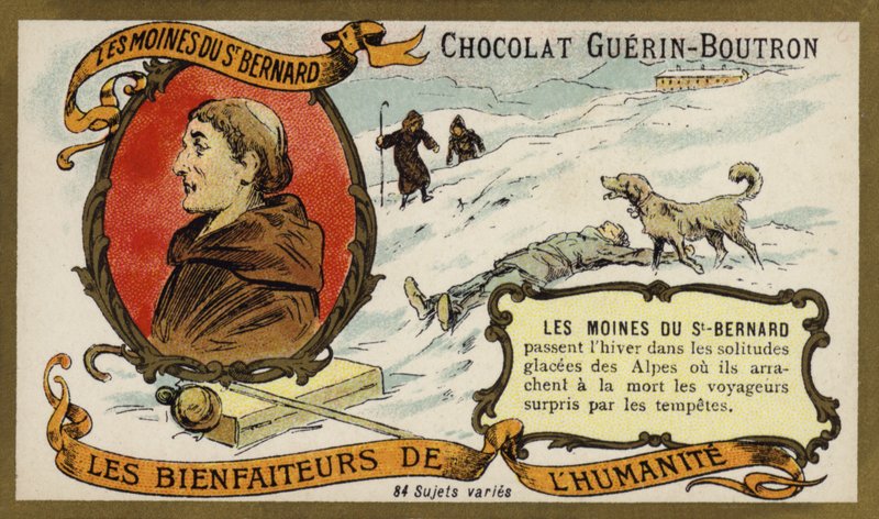 Pyhän Bernardin sairaalan munkit (chromolitho) tekijältä French School