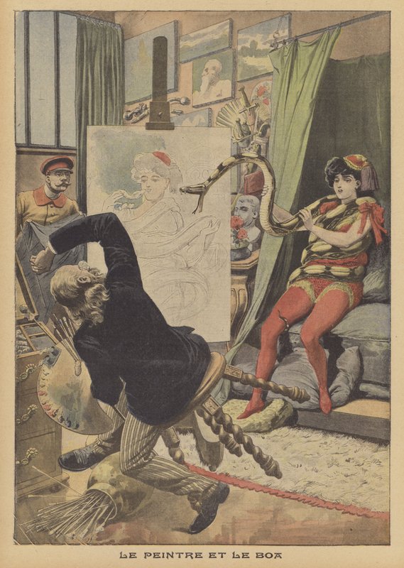 Taidemaalari ja boa constrictor (väri litho) tekijältä French School