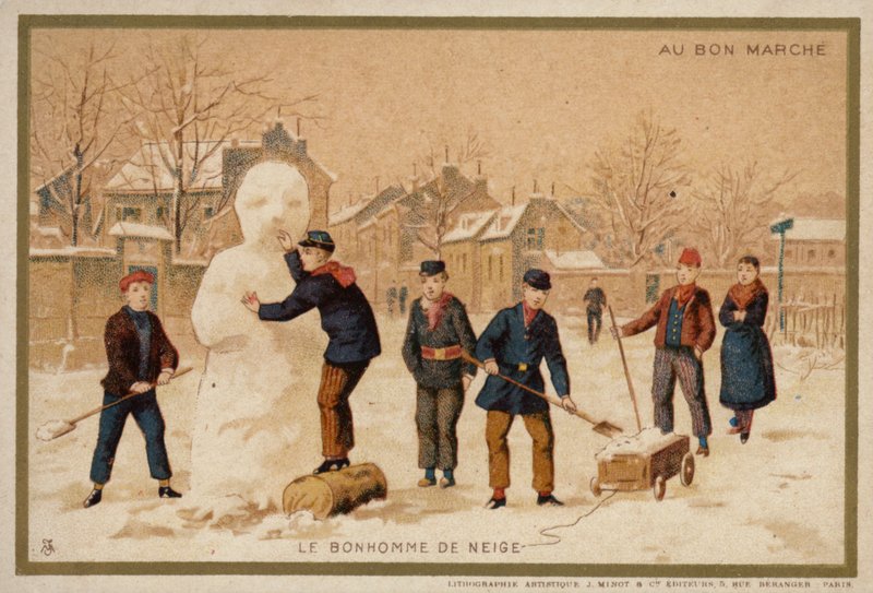 Lumiukko (chromolitho) tekijältä French School