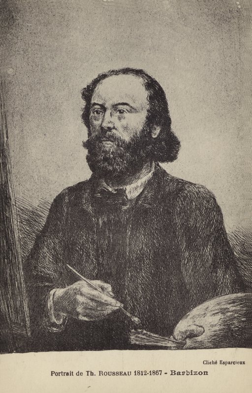Theodore Rousseau, ranskalainen taidemaalari (litografia) tekijältä French School