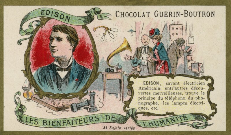 Thomas Edison, amerikkalainen keksijä (chromolitho) tekijältä French School