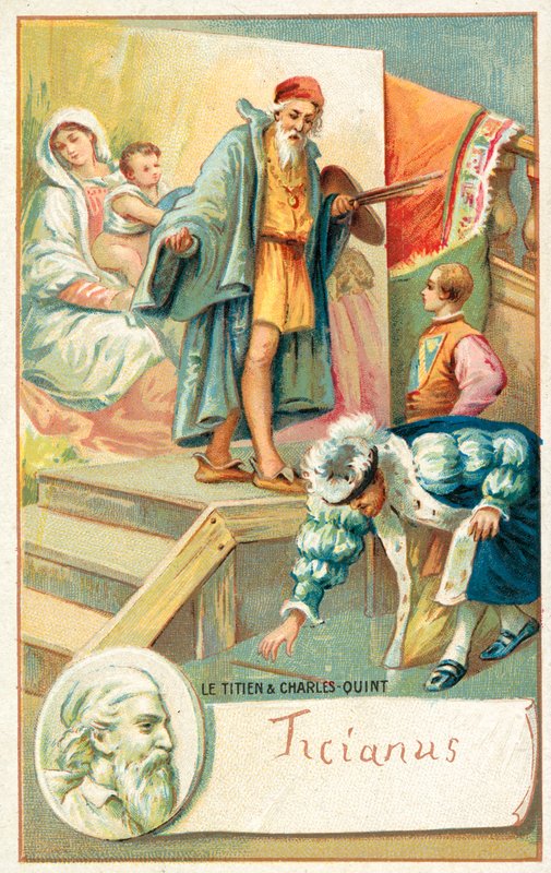 Tizian ja keisari Kaarle V (chromolitho) tekijältä French School