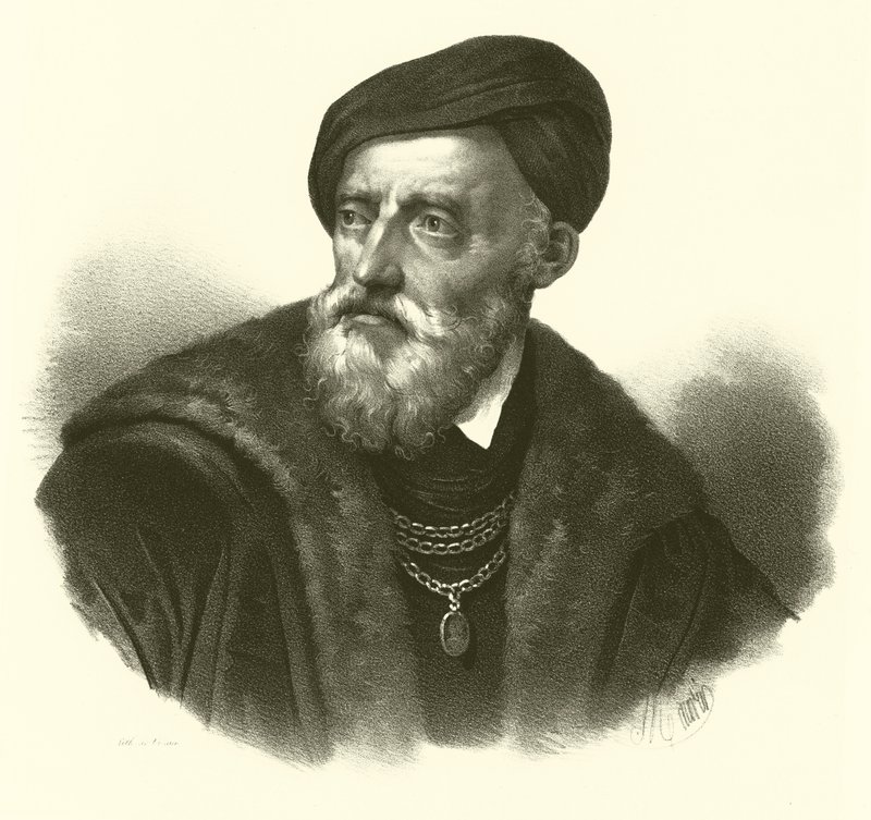 Tiziano Vecelli tai Tiziano Vecellio, joka tunnetaan englanniksi nimellä Titian, muotokuva (kaiverrus) tekijältä French School
