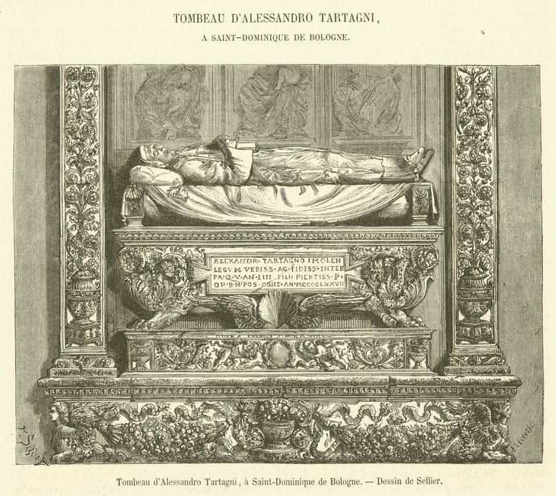 Alessandro Tartagnin hauta Saint-Dominique de Bolognassa (kaiverrus) tekijältä French School
