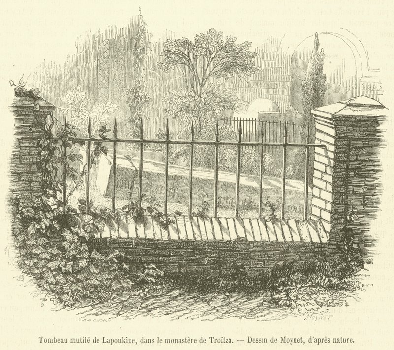Lapoukinen silvottu hauta Troitzan luostarissa (kaiverrus) tekijältä French School