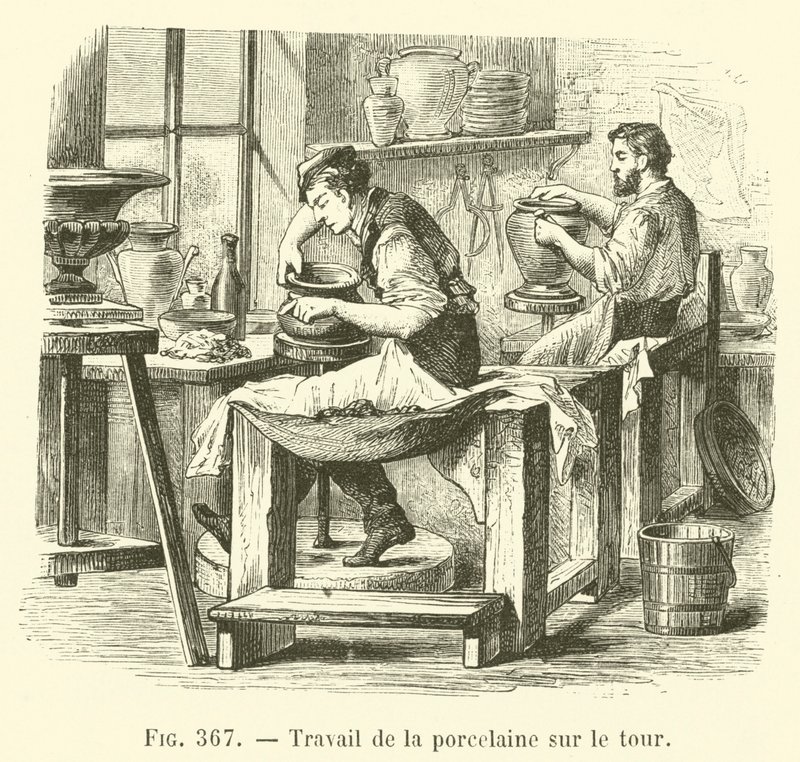 Posliinityöt sorvissa (kaiverrus) tekijältä French School