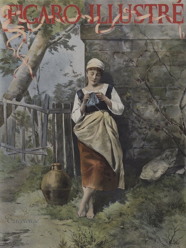 Knitter (Knitter). Le Figaro Illustren kansikuva, syyskuu 1896 (väri litho) tekijältä French School