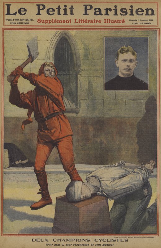 Kaksi mestaripyöräilijää (väri litho) tekijältä French School