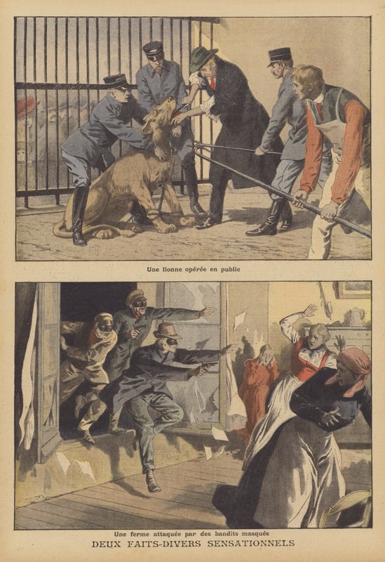 Kaksi sensaatiouutista (värilitografia) tekijältä French School