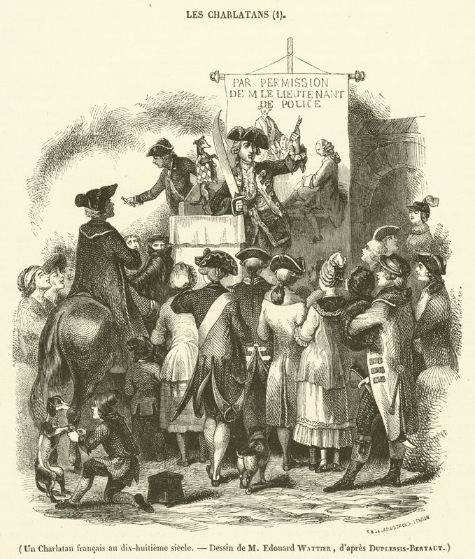 Ranskalainen Charlatan 1700-luvulla (kaiverrus) tekijältä French School