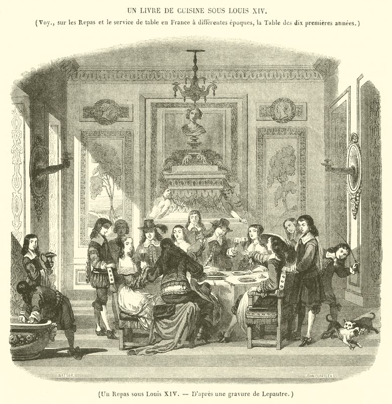 Ateria Louis XIV:n alla (kaiverrus) tekijältä French School