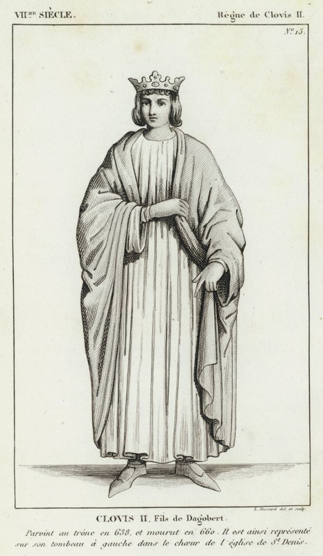 VII vuosisata, Clovis II:n hallituskausi, Clovis II, Dagobertin poika (kaiverrus) tekijältä French School