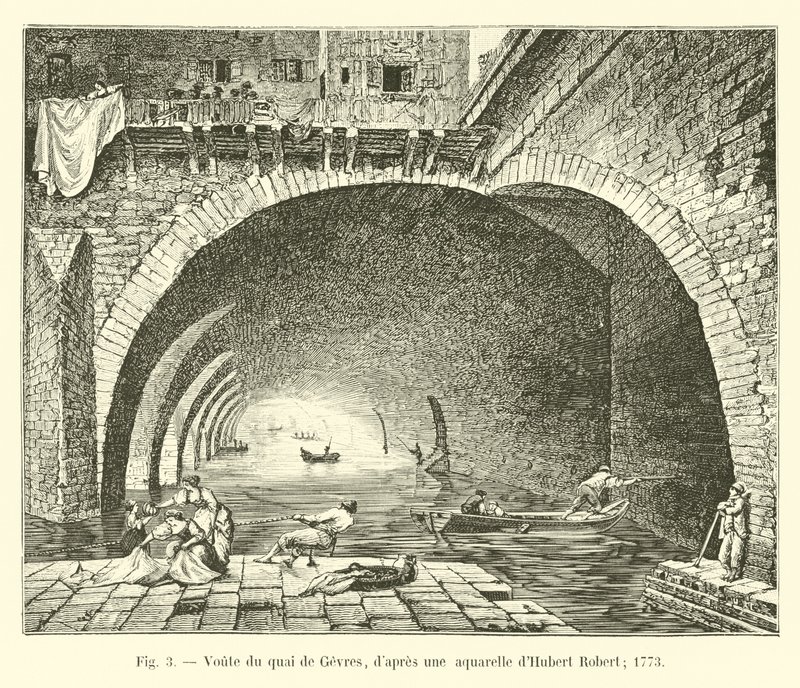 Quai de Gesvresin holvi Hubert Robertin akvarellin mukaan; 1773 tekijältä French School