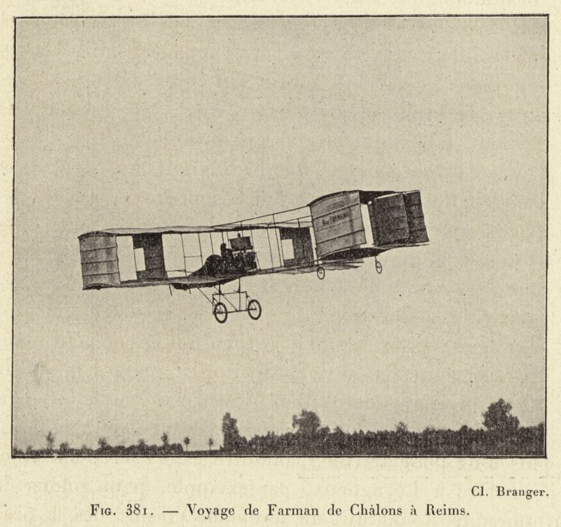 Farmanin matka Chalonsista Reimsiin (kaiverrus) tekijältä French School
