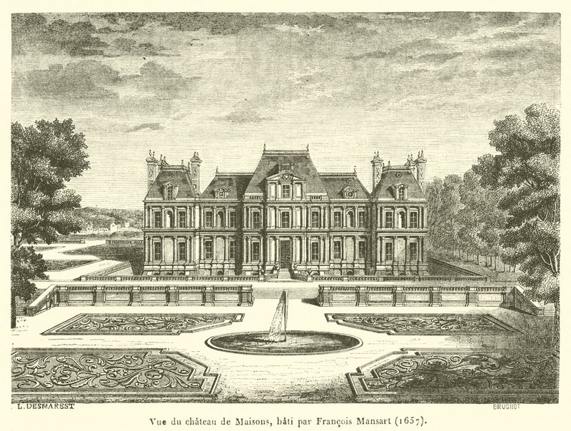 Näkymä Francois Mansartin rakentamalle Chateau de Maisonsille tekijältä French School