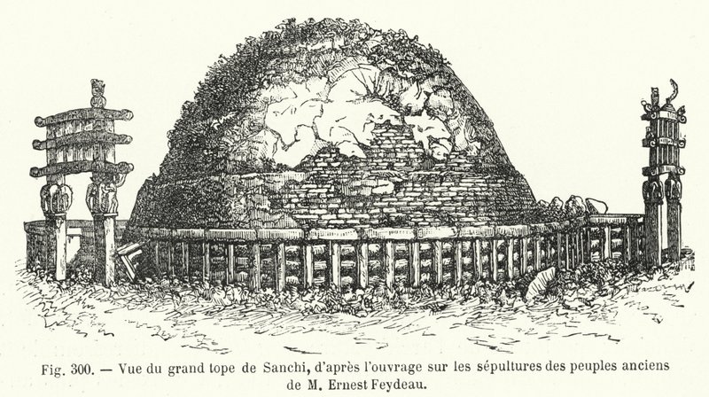 Näkymä Sanchin suuresta huipusta, Ernest Feydeaun teoksesta "Muinaisten kansojen hautakammiot" (kaiverrus). tekijältä French School