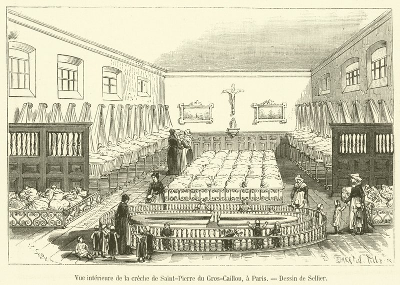 Sisäkuva Saint-Pierre du Gros-Cailloun päiväkodista Pariisissa (kaiverrus) tekijältä French School