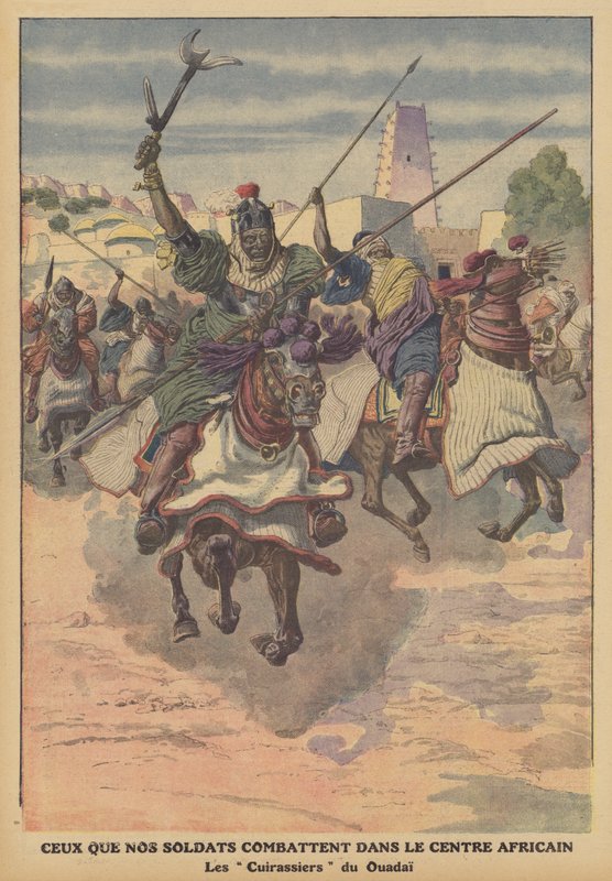 Wadain ratsuväki Keski-Afrikassa (väri litho) tekijältä French School