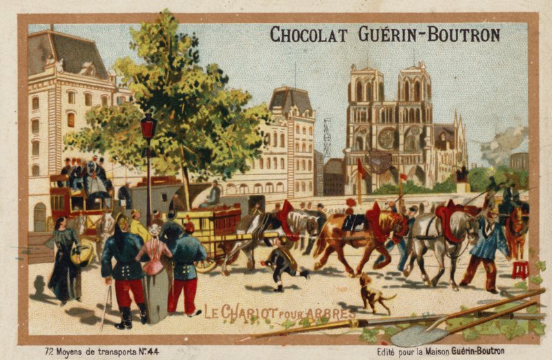 Vaunu puiden kuljettamiseen (chromolitho) tekijältä French School
