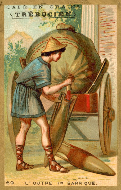Viininahka - ensimmäinen tynnyri (chromolitho) tekijältä French School