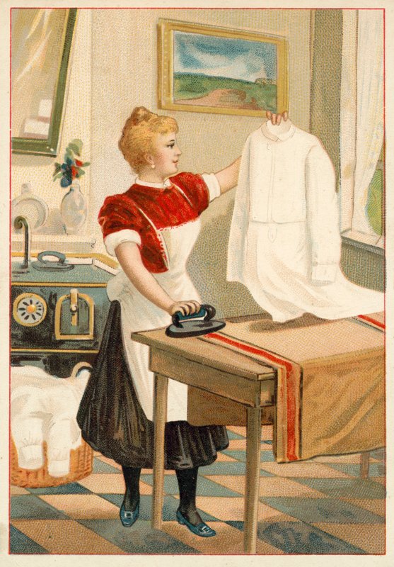 Naisten silitys (chromolitho) tekijältä French School