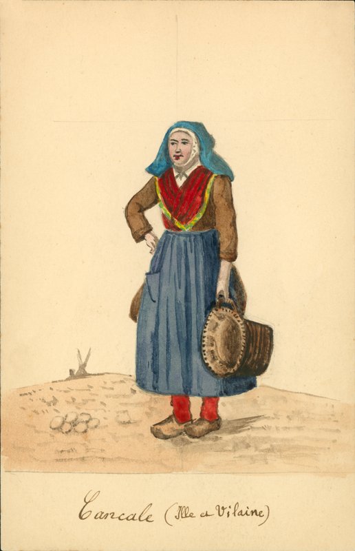 Cancalen naisten puku, Ille-et-Vilaine (värilitro). tekijältä French School