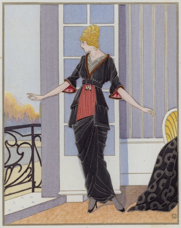 Suunnittelija Bechoff-Davidin naisten muotia 1910-luvulta. ( litografia) tekijältä French School