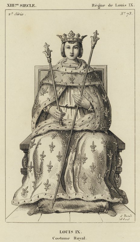 XIII vuosisata, Ludvig IX:n hallituskausi, Ludvig IX, kuninkaallinen puku (kaiverrus) tekijältä French School