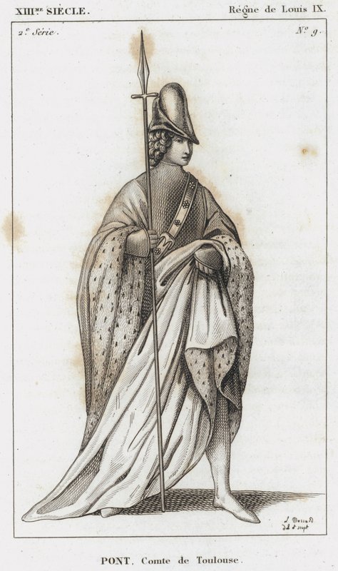 XIII vuosisata, Ludvig IX:n hallituskausi, Pont, Toulousen kreivi (kaiverrus) tekijältä French School