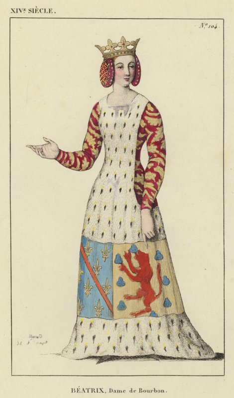 XIV vuosisata, Beatrix, Lady of Bourbon (värillinen kaiverrus) tekijältä French School