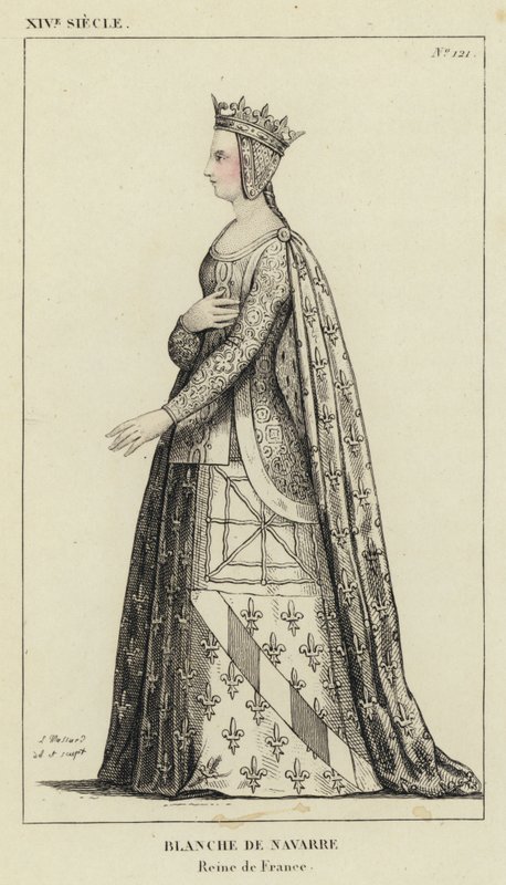 XIV vuosisata, Navarran Blanche, Ranskan kuningatar (värillinen kaiverrus) tekijältä French School