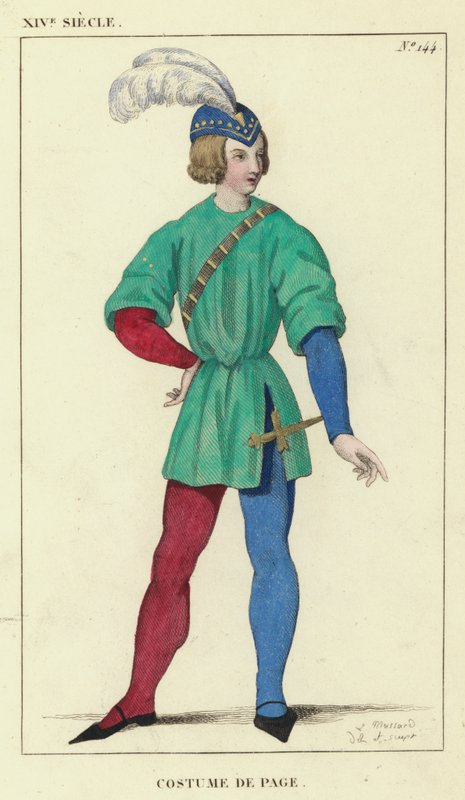 XIV Siecle, Costume de Page (värillinen kaiverrus) tekijältä French School