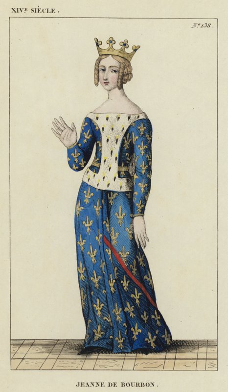 XIV vuosisata, Joan of Bourbon (värillinen kaiverrus) tekijältä French School