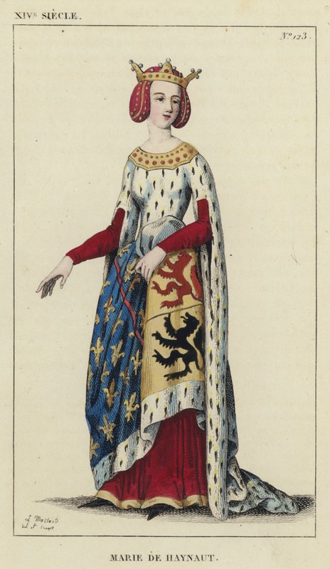 XIV vuosisata, Marie de Haynaut (värillinen kaiverrus) tekijältä French School