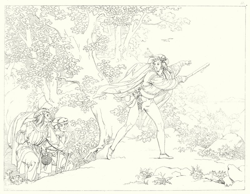 Kuvitus Schillerin Lied von der Glockelle tai Kellon laululle (kaiverrus) tekijältä Friedrich August Moritz Retzsch