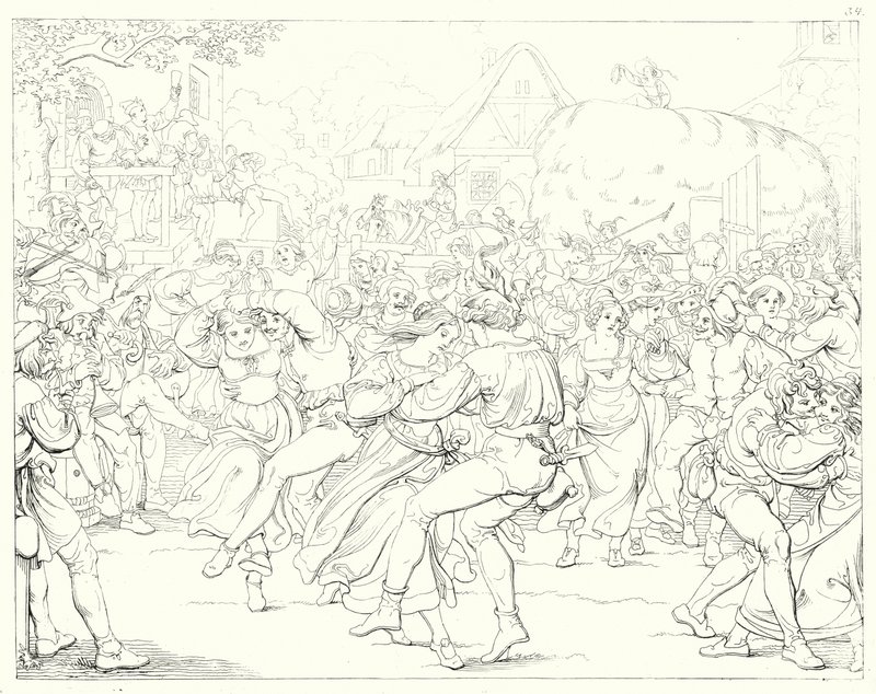 Kuvitus Schillerin Lied von der Glockelle tai Kellon laululle (kaiverrus) tekijältä Friedrich August Moritz Retzsch