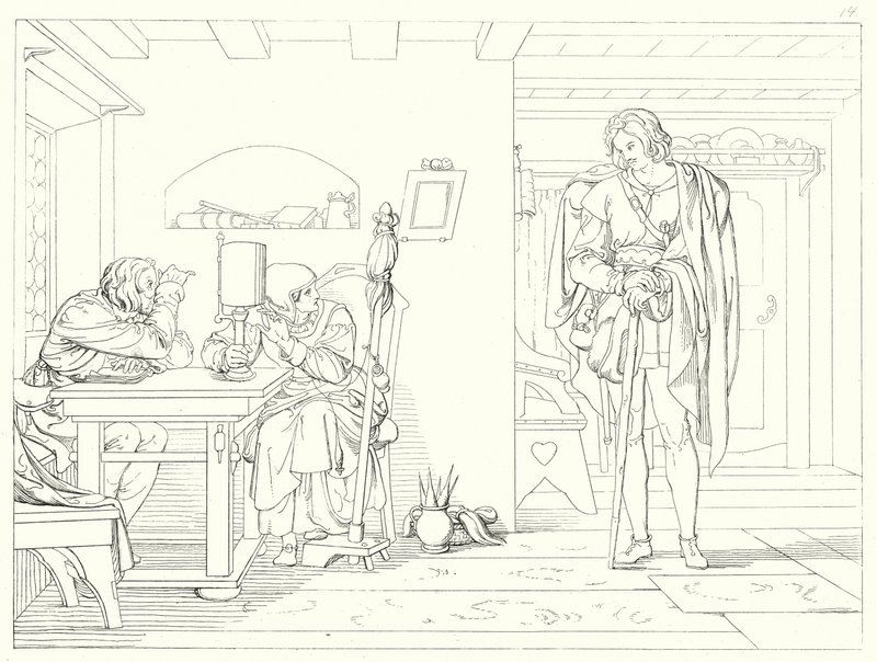 Kuvitus Schillerin Lied von der Glockelle tai Kellon laululle (kaiverrus) tekijältä Friedrich August Moritz Retzsch