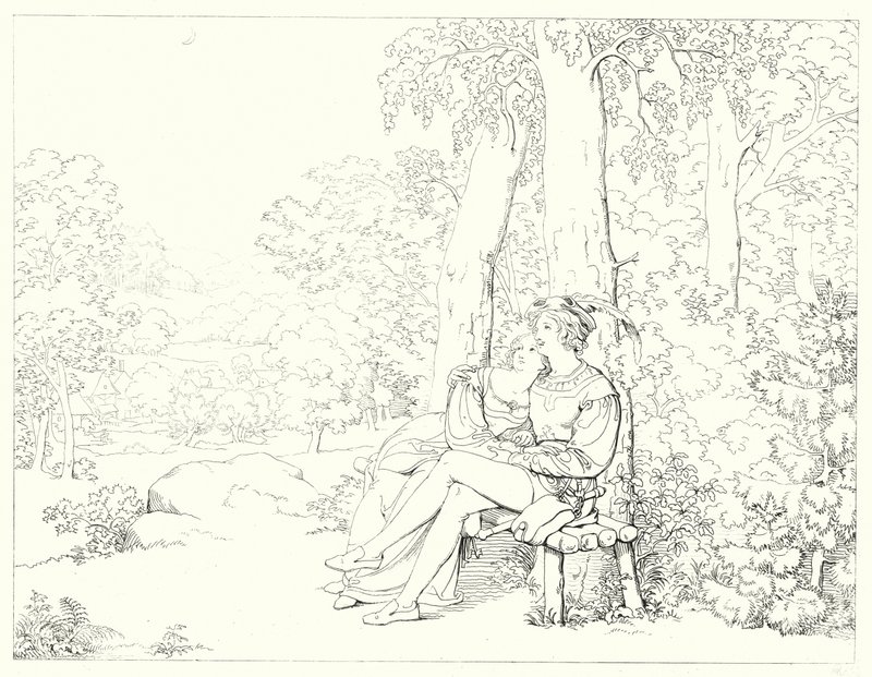 Kuvitus Schillerin Lied von der Glockelle tai Kellon laululle (kaiverrus) tekijältä Friedrich August Moritz Retzsch