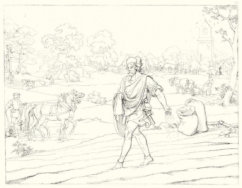 Kuvitus Schillerin Lied von der Glockelle tai Kellon laululle (kaiverrus) tekijältä Friedrich August Moritz Retzsch