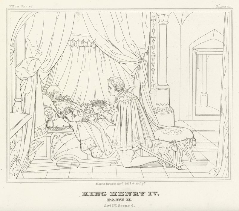 Kuningas Henrik IV, osa II, näytös IV, kohtaus 4 (kaiverrus) tekijältä Friedrich August Moritz Retzsch