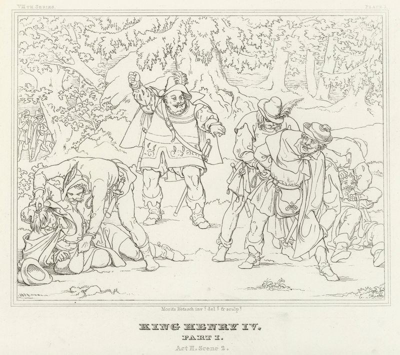 Kuningas Henrik IV, osa I, näytös II, kohtaus 2 (kaiverrus) tekijältä Friedrich August Moritz Retzsch