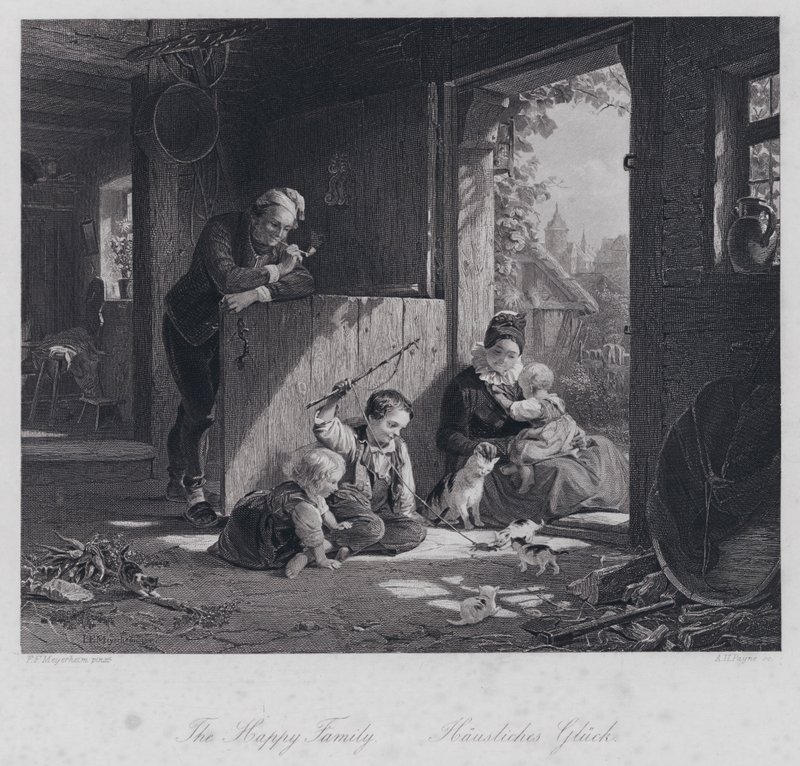 Onnellinen perhe (kaiverrus) tekijältä Friedrich Edouard Meyerheim