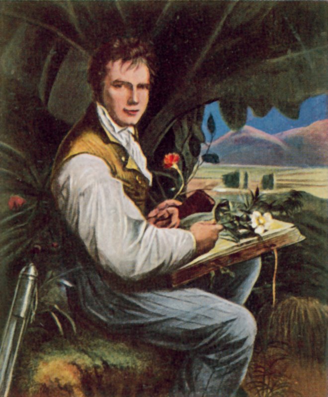 Alexander von Humboldt, preussilainen maantieteilijä, luonnontieteilijä ja tutkimusmatkailija (värilitografia). tekijältä Friedrich Georg (after) Weitsch