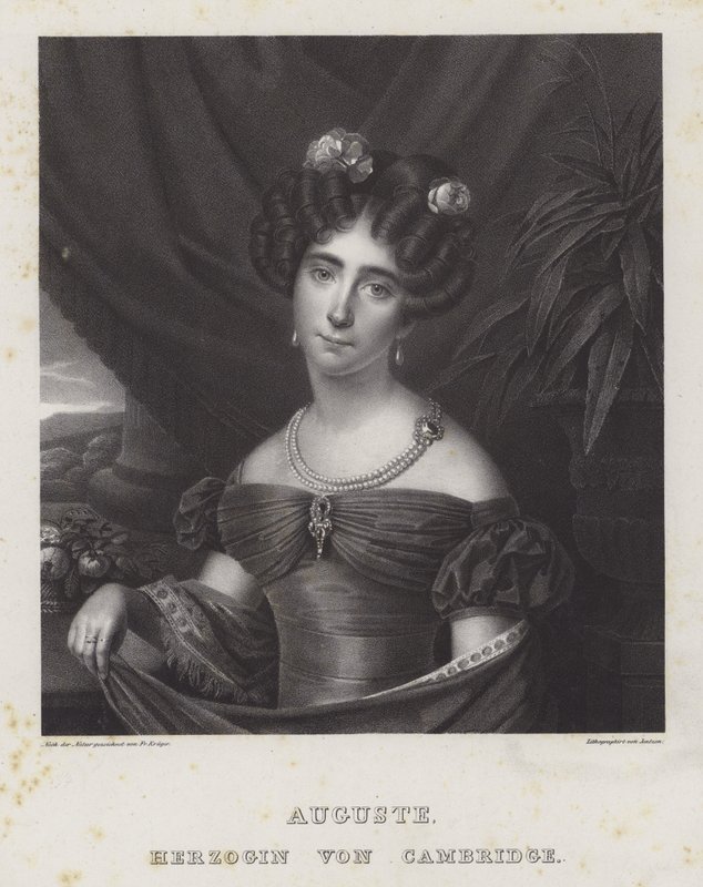 Augusta, Cambridgen herttuatar (litho) tekijältä Friedrich Jentzen