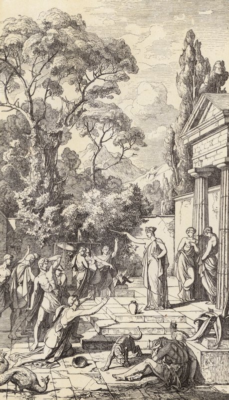 Circe tekee taikojaan (kaiverrus) tekijältä Friedrich the Elder Preller