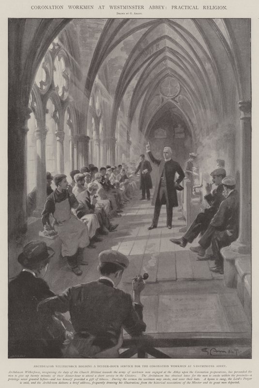 Kruunajaisten työmiehet Westminster Abbeyssa, käytännöllinen uskonto tekijältä G.S. Amato