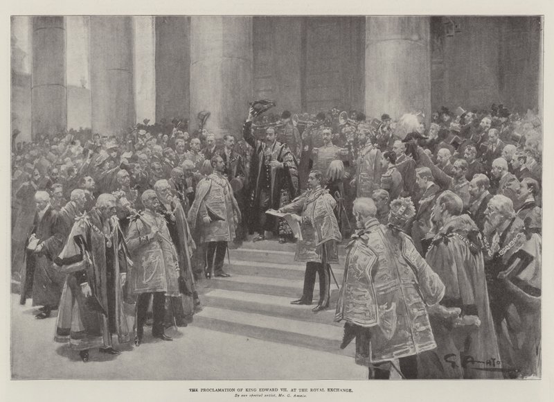 Kuningas Edward VII:n julistus kuninkaallisessa pörssissä tekijältä G.S. Amato